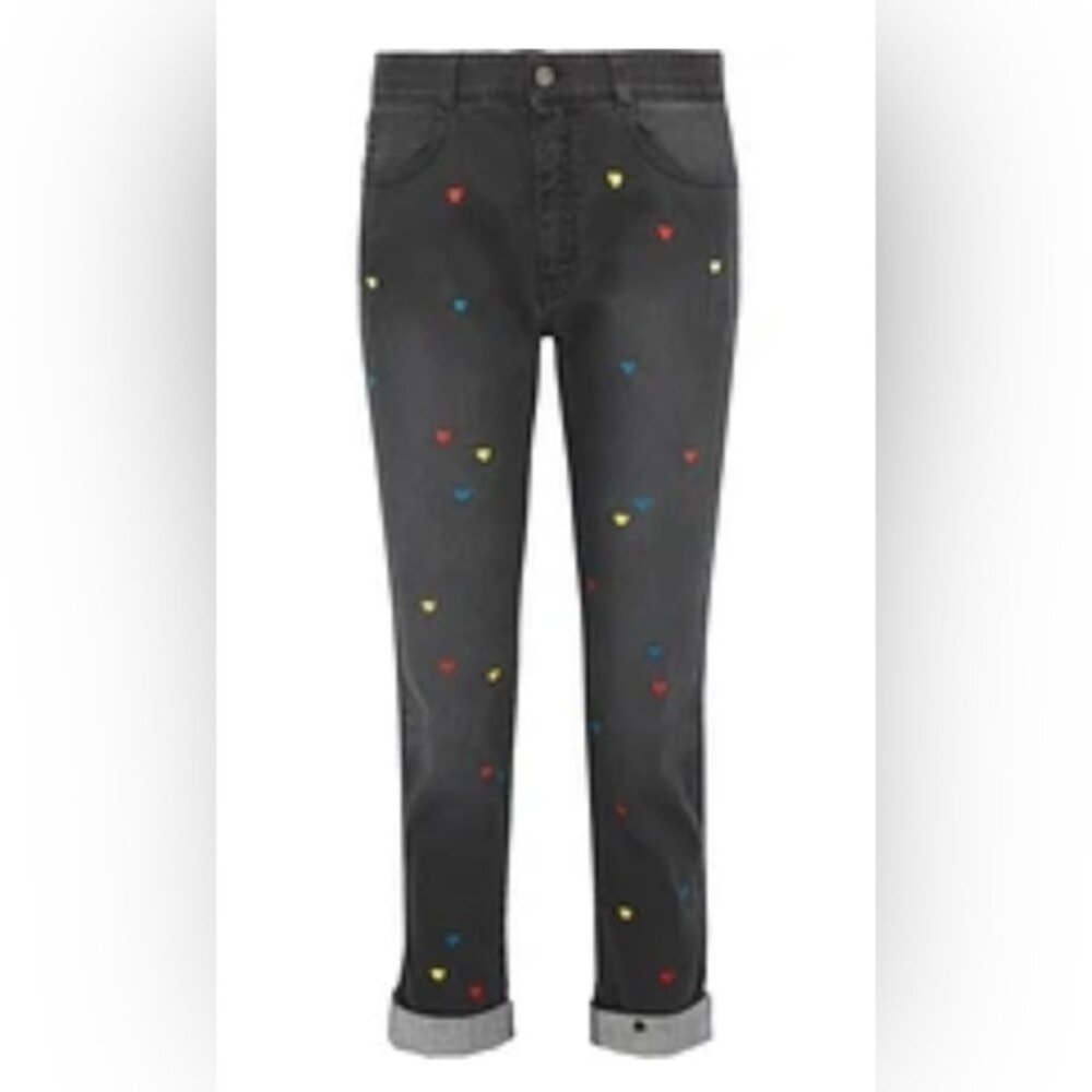 Stella McCartney The Skinny Boyfriend embroidered mid rise slim leg jeans - Picture 2 of 10